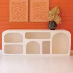 White Arched Wood Modern Console Table