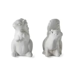 White Cement Squirrels, Set of 2