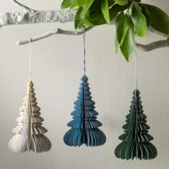 White Hand-Cut Honeycomb Paper Tree Ornament, 6