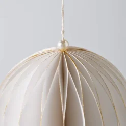 White Hand-Cut Honeycomb Paper Ball Ornament, 6