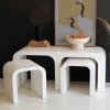 White Wood Rectangle Console with Nesting Accent Tables