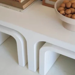 White Wood Rectangle Console with Nesting Accent Tables