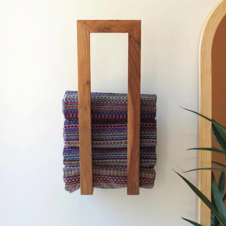 Wooden Wall Towel Rack