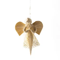 Woven Abaca Angel Ornaments, Set of 3