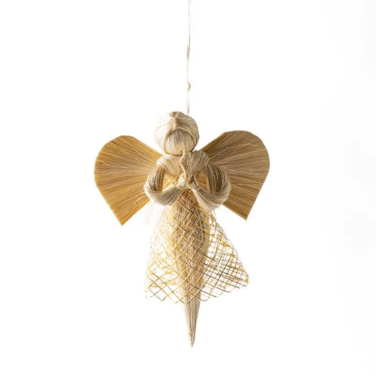 Woven Abaca Angel Ornaments, Set of 3