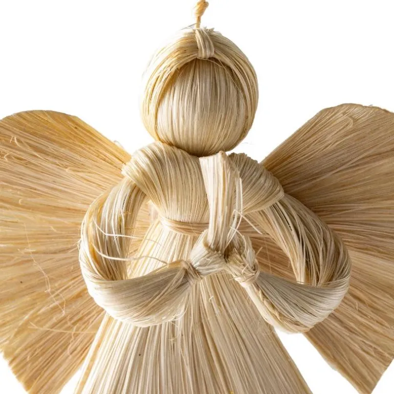 Woven Abaca Angel Ornaments, Set of 3