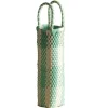 Woven Recycled Plastic Wine Tote - Turquoise Checks