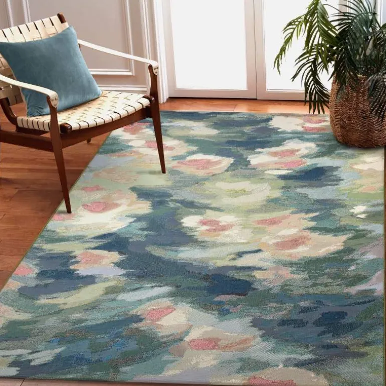 3' x 5' Watercolor Pond Indoor/Outdoor Rug (marina)
