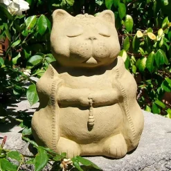 Zen Meditating Cat Sculpture - Antique