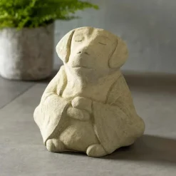Zen Meditating Dog Sculpture (Large) - Stone